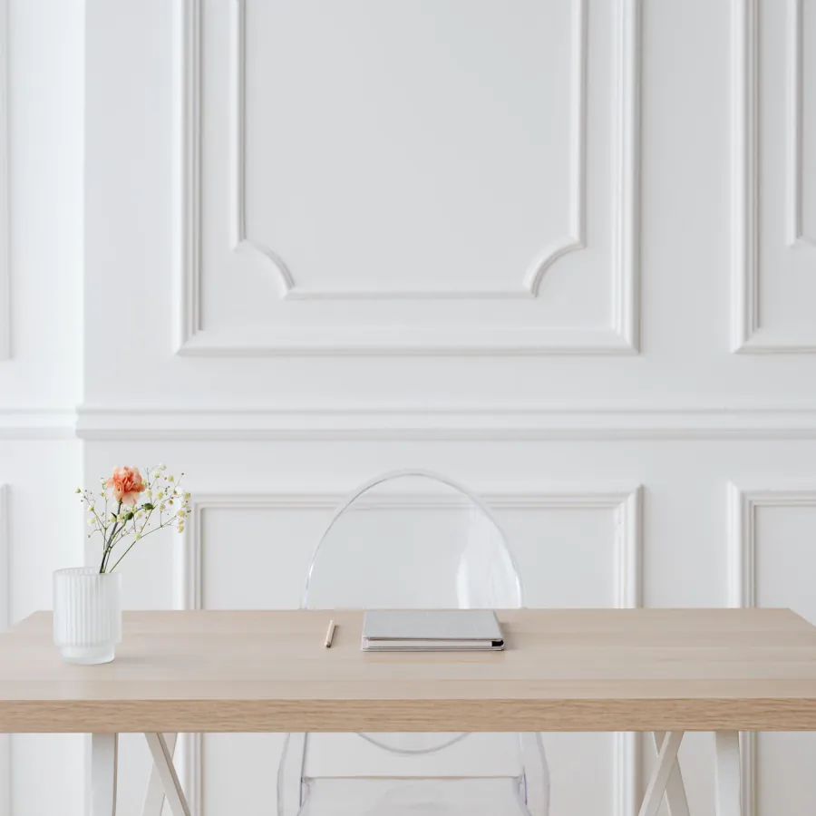 A quiet desk with a notebook and a pencil